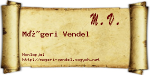 Mágeri Vendel névjegykártya